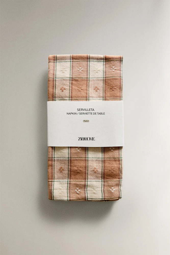 CHECK DYED THREAD NAPKINS (SET OF 2)