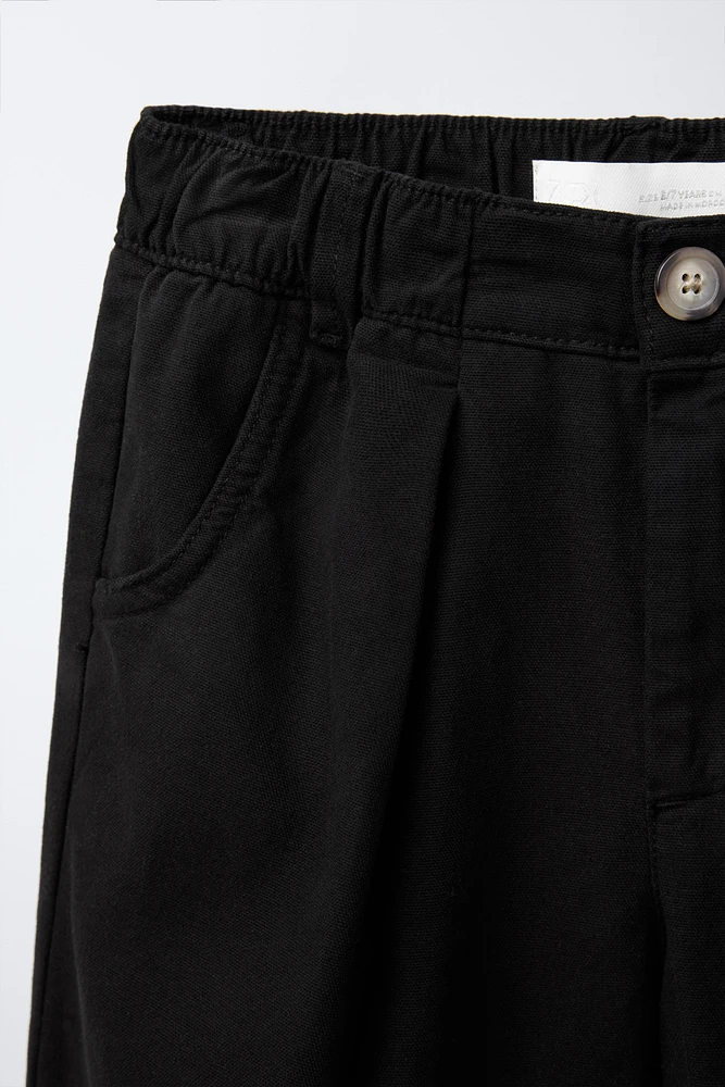 CANVAS PLEATED PANTS