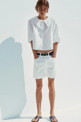 CHEMISE EN POPELINE À COL CLAUDINE