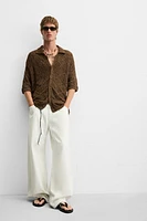 TEXTURED KNIT DISTRESSED SHIRT