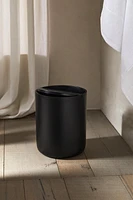 BLACK RESIN BATHROOM TRASH CAN WITH LID