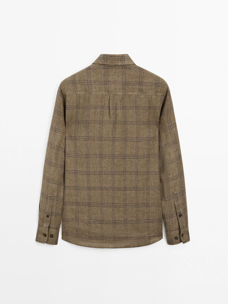 Chemise à carreaux regular fit en lin