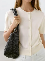 Cardigan maille manches courtes coton