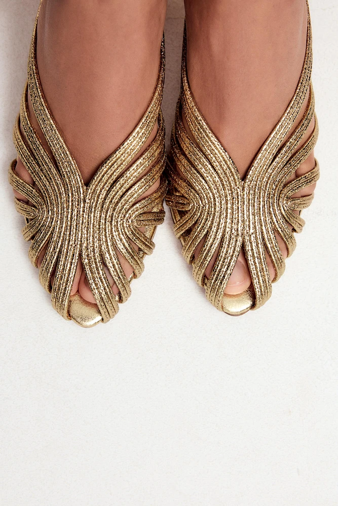 METALLIC EFFECT STILETTO HEEL SANDALS