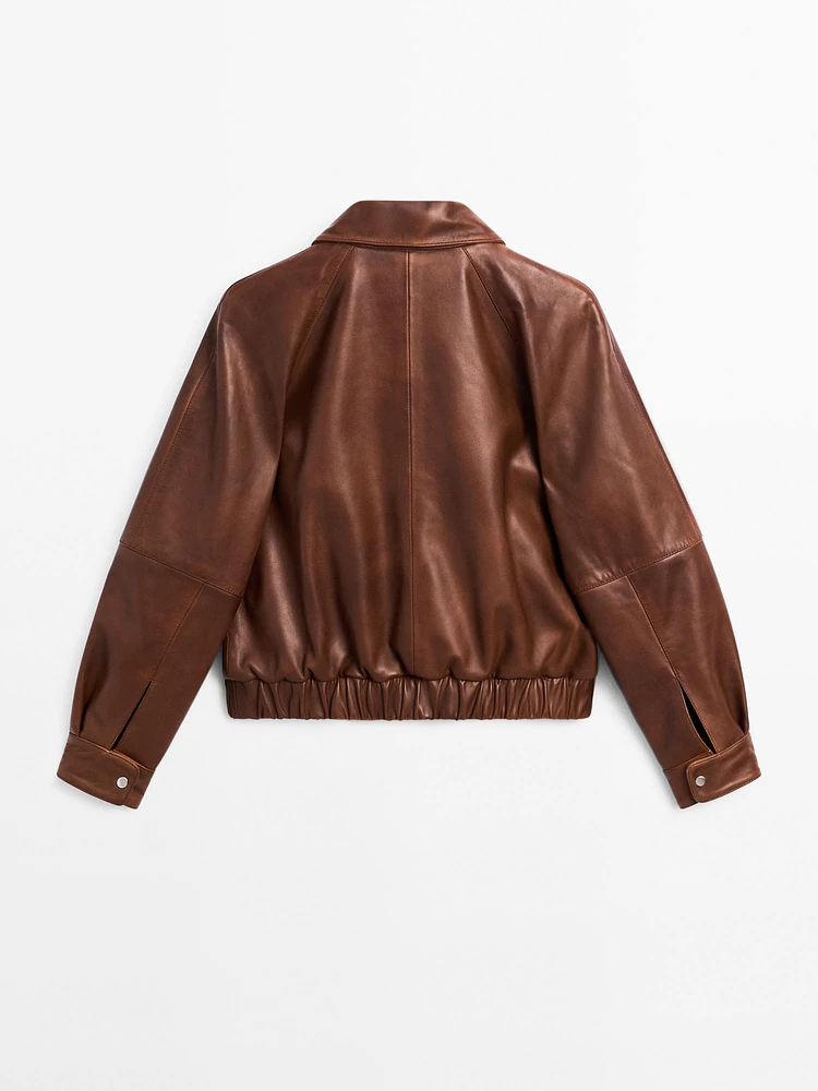 Blouson en cuir nappa enduit