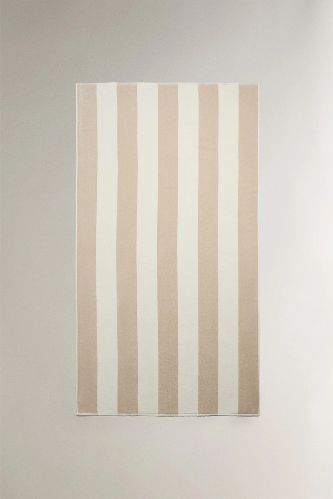 WIDE STRIPE VELOUR BEACH TOWEL