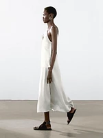 Satin midi skirt with trims