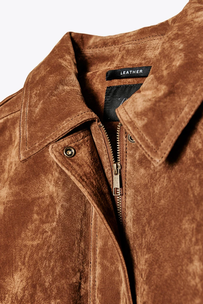 100% SUEDE BOMBER JACKET WITH POCKETS