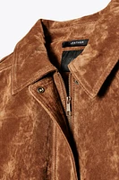 100% SUEDE BOMBER JACKET WITH POCKETS
