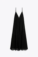 EMBROIDERED GAUZE MIDI DRESS