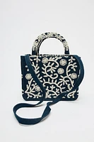 EMBROIDERED DETAIL RIGID DENIM CITY BAG
