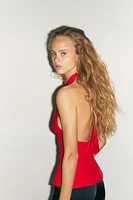 TOP HALTER EN MATIÈRES VARIÉES