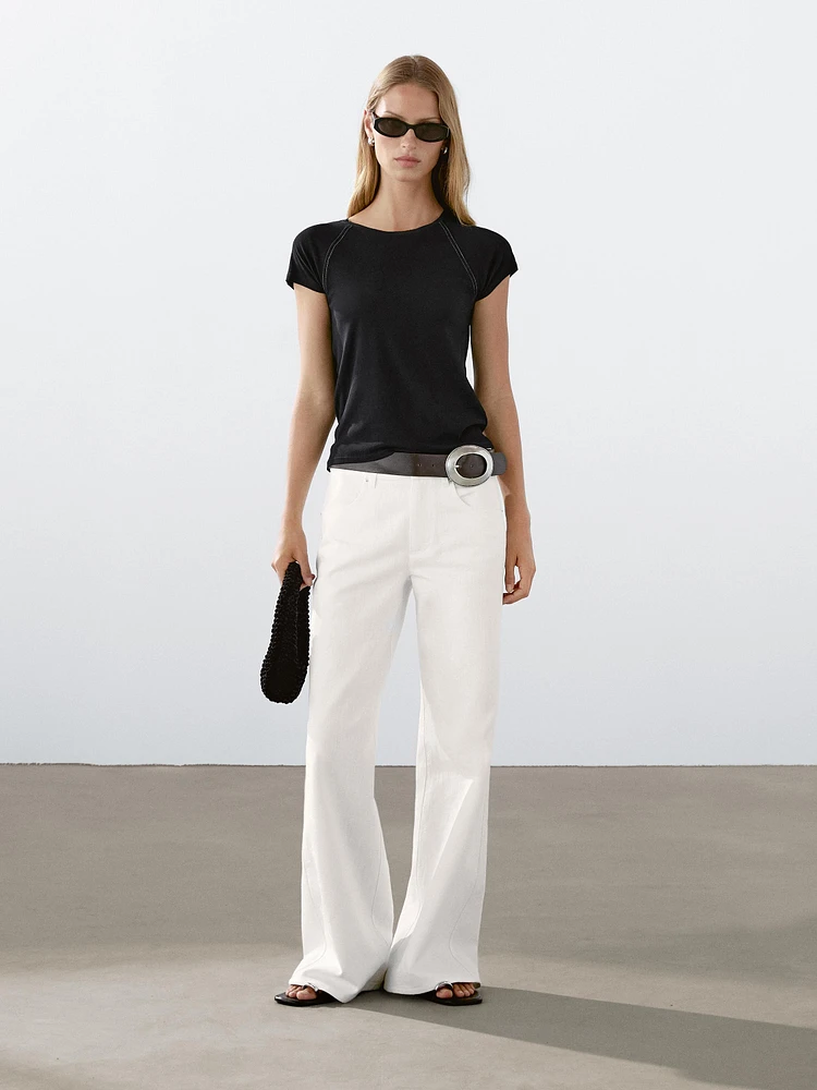 T-shirt manches courtes coutures contrastantes