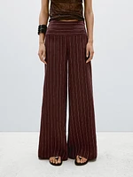 Pantalon large lin taille haute