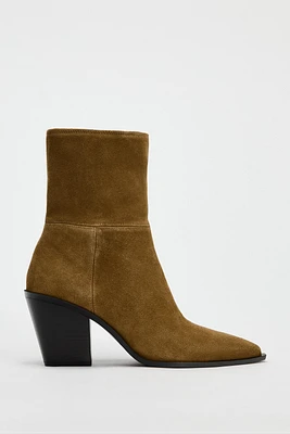 SPLIT LEATHER ANKLE BOOTS