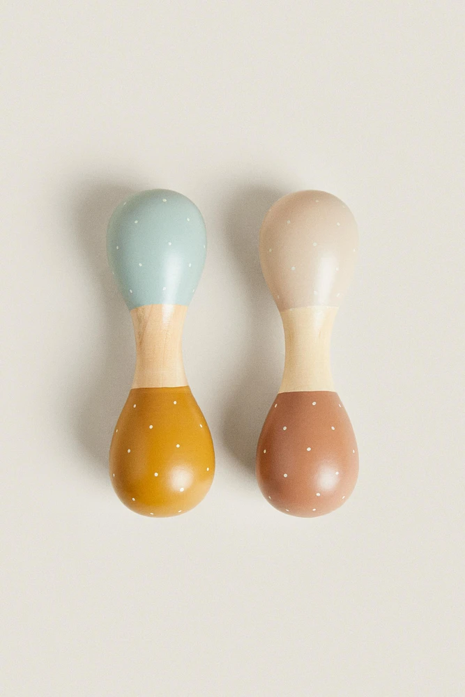 CHILDREN'S TOY WOODEN MARACAS