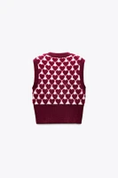 HEART JACQUARD KNIT VEST