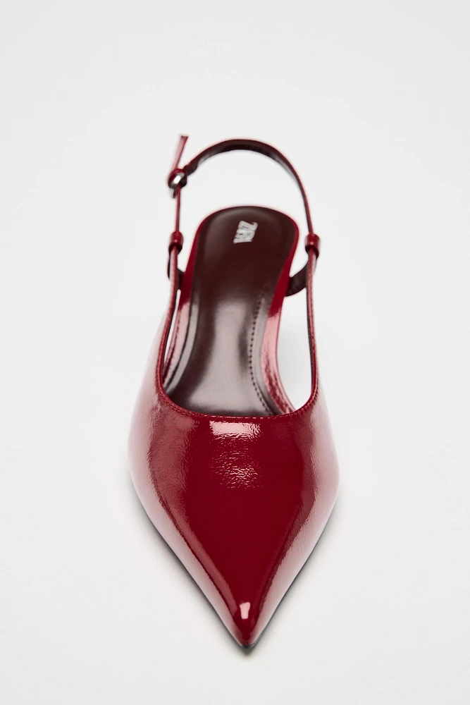 PATENT LEATHER SLINGBACK PUMPS