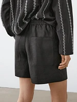 100% linen short Bermuda shorts
