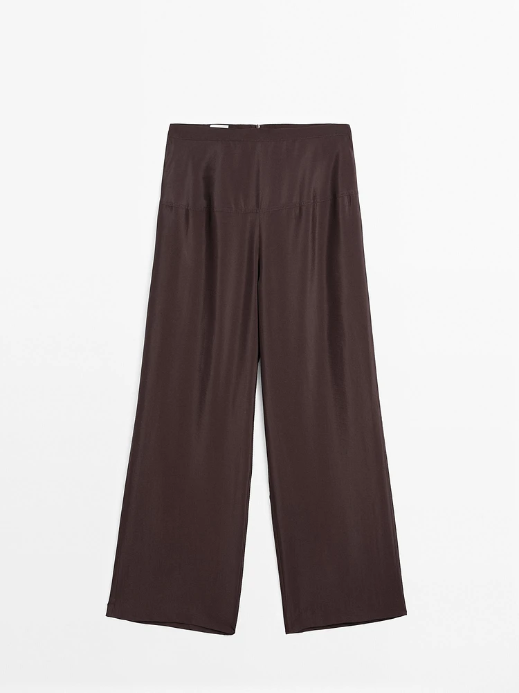 Flowing satin corset belt trousers - Limited Edition