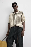 CROCHET TEXTURED POLO SHIRT