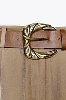 BELTED SATIN WIDE LEG PANTS