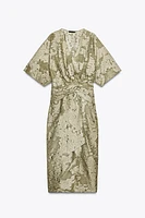 TEXTURED DRAPED DRESS