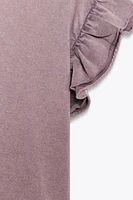 WASHED EFFECT RUFFLE T-SHIRT
