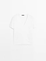 T-shirt 100 % coton à col en V