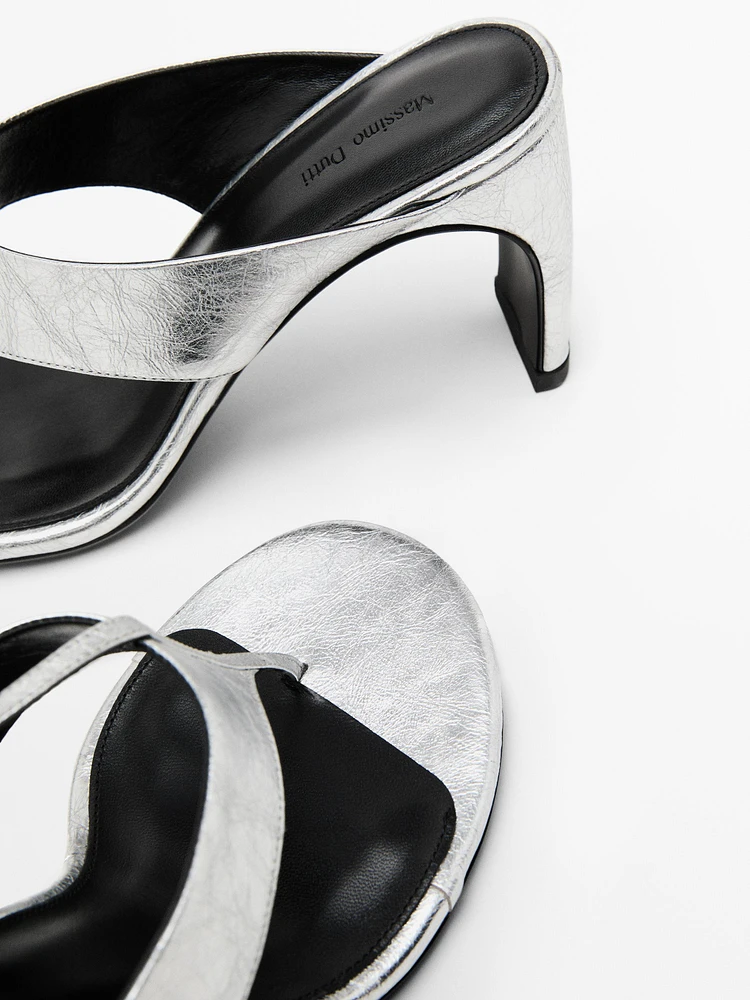 Metallic heeled sandals