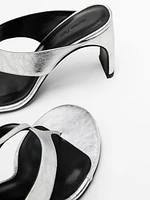 Metallic heeled sandals