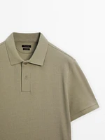 Microtextured cotton piqué polo shirt