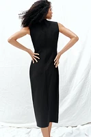 BELTED CREPE MIDI DRESS