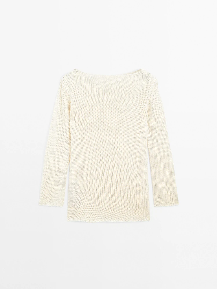 Pull long en maille ajourée - Limited Edition