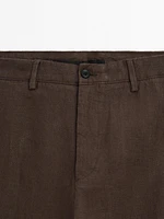 Pantalon straight 100 % lin