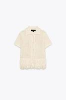 CHECKERED KNIT JACKET WITH FRINGE