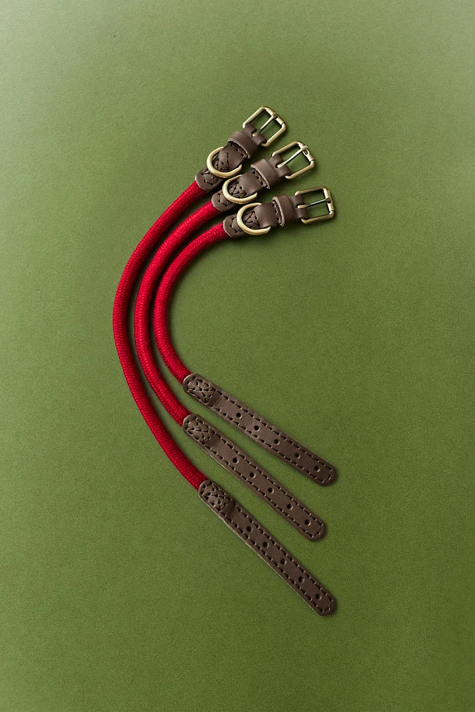 LEATHER AND ROPE DOG NECKLACE
