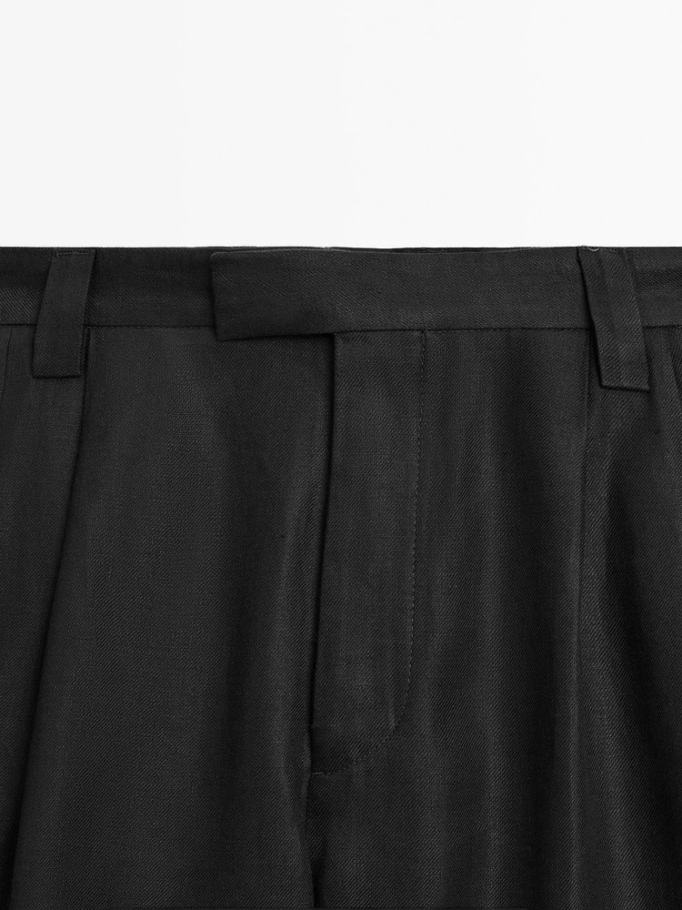 100% linen double dart trousers