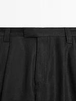 100% linen double dart trousers