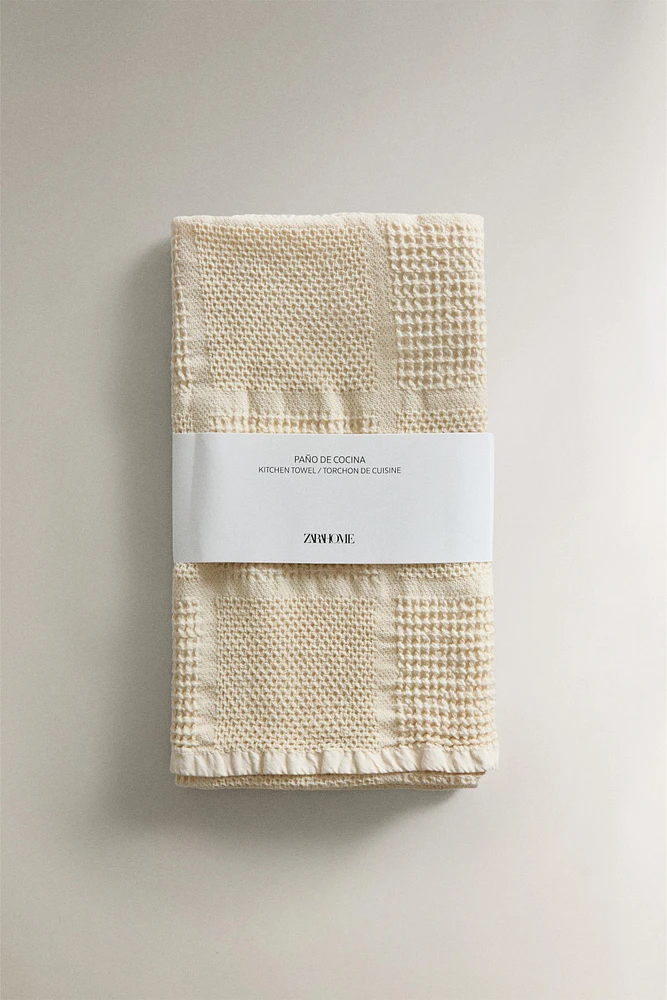 WAFFLE-KNIT COTTON KITCHEN TOWEL
