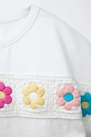 T-SHIRT FLEURS EN MAILLE CROCHET