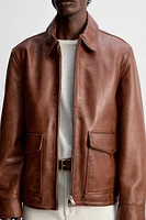 BLOUSON EN CUIR DÉLAVÉ