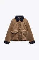 CONTRAST COLLAR WAXED JACKET