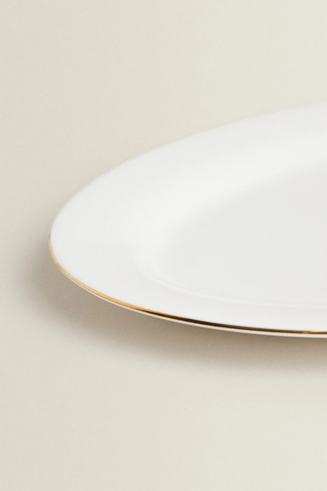 RIMMED BONE CHINA OVAL SERVING DISH