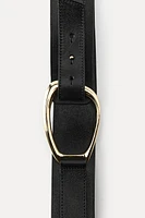 LEATHER SASH BELT WITH OVAL BUCKLE