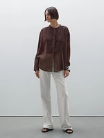 Flowing ramie blend shirt with pintucks