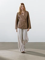 Kimono cache-cœur en cuir et daim