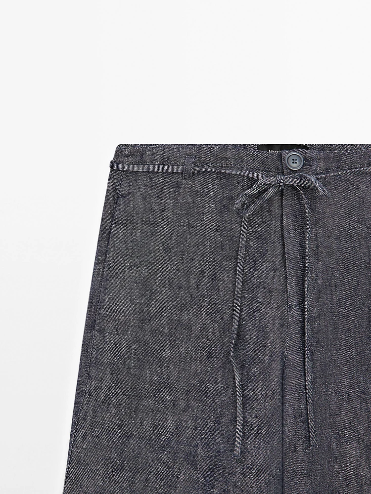 100% linen straight-leg jeans