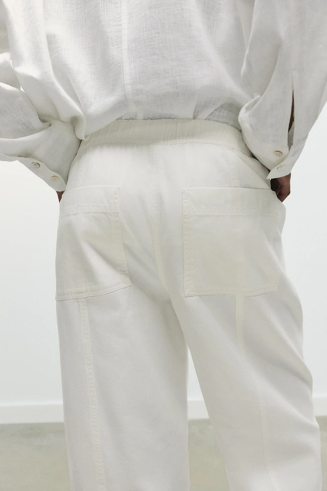 PANTALON EN COTON À TAILLE ÉLASTIQUE