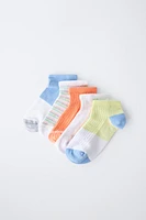 LOT DE CINQ PAIRES SOCQUETTES COURTES À RAYURES